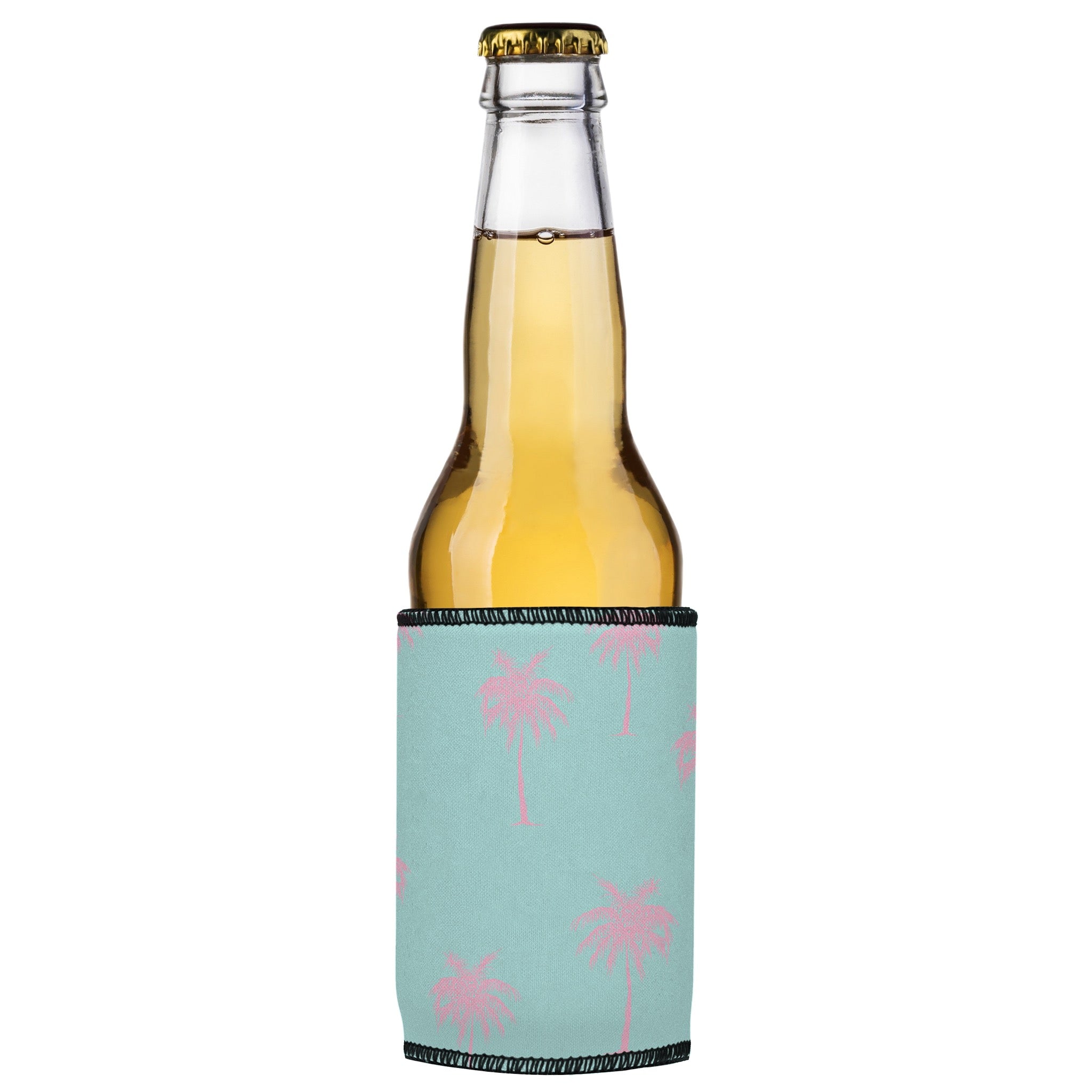 Stubbyz Palm Trees Pink Aqua Stubby Cooler