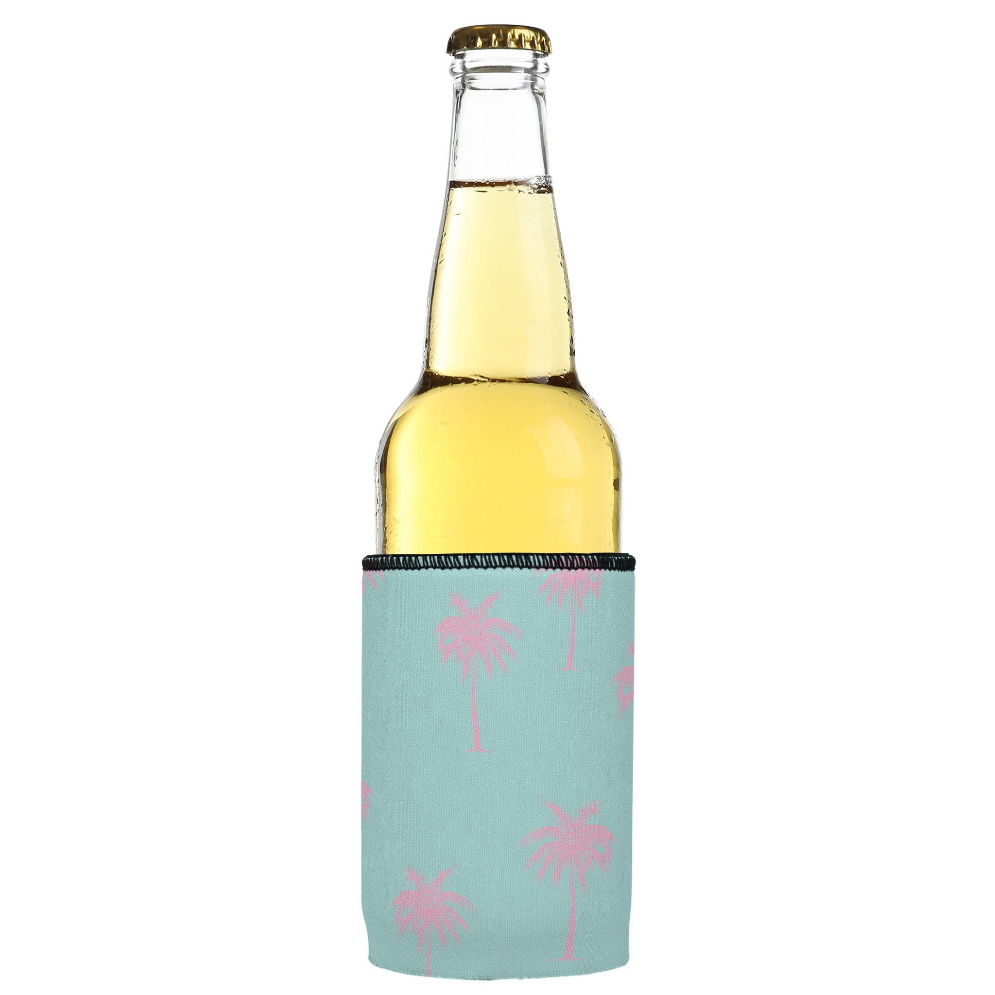 Stubbyz Palm Trees Pink Aqua Stubby Cooler