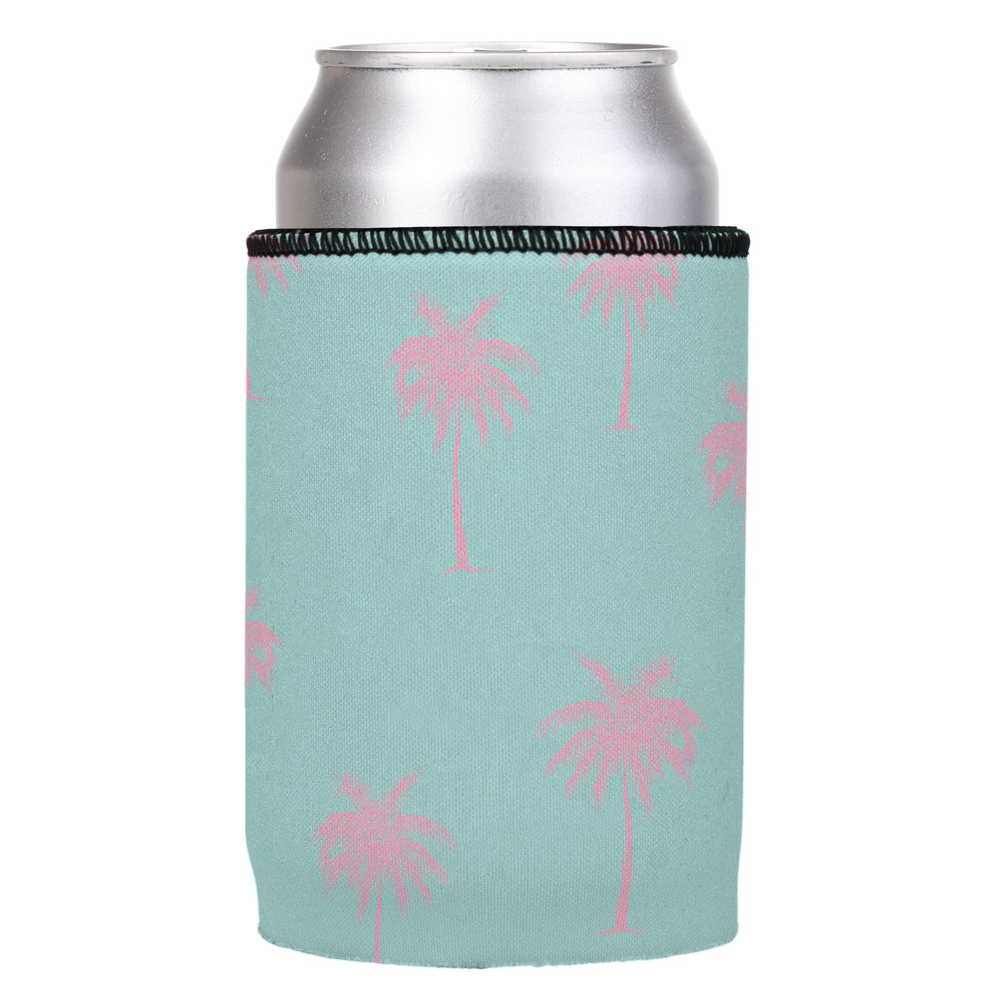 Stubbyz Palm Trees Pink Aqua Stubby Cooler