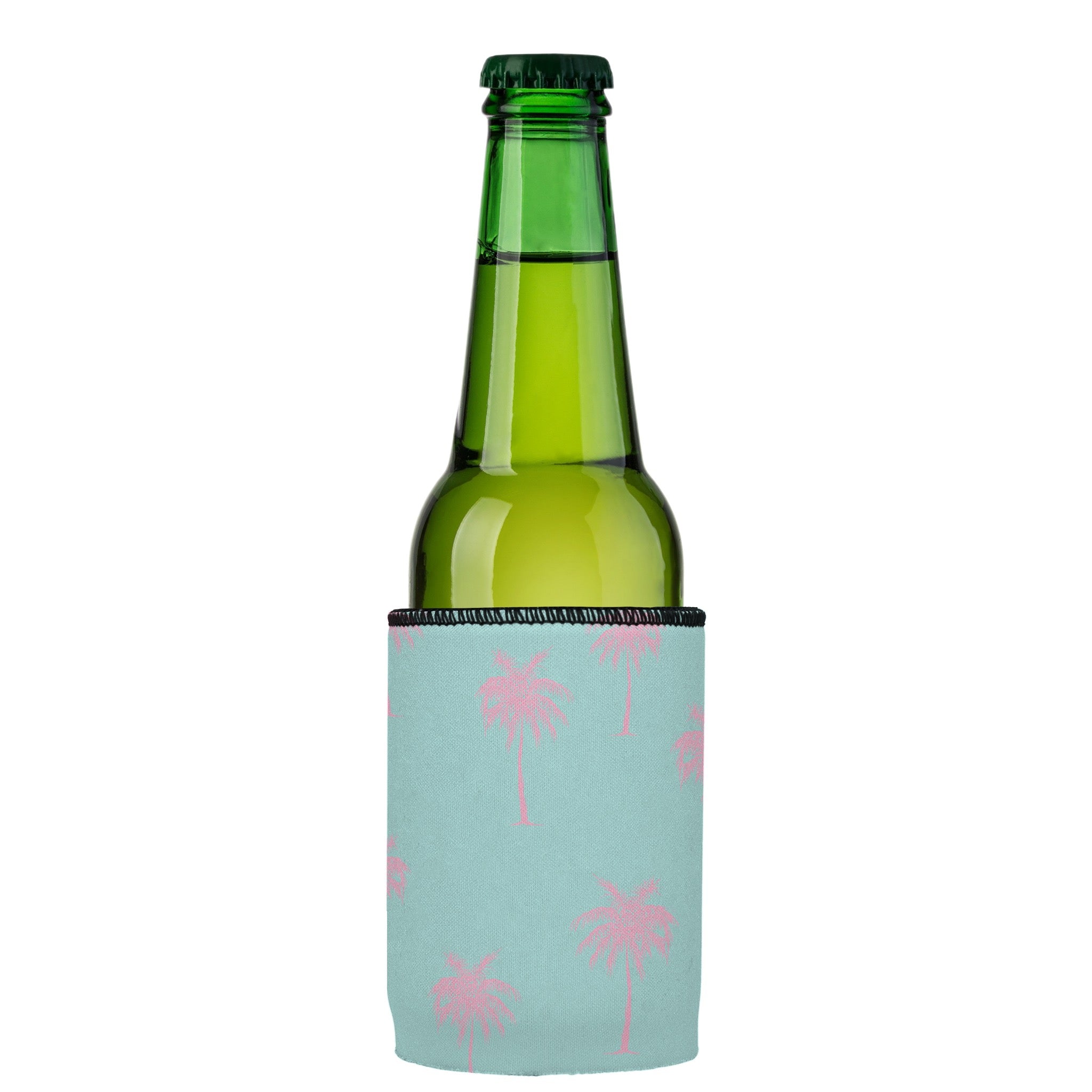 Stubbyz Palm Trees Pink Aqua Stubby Cooler
