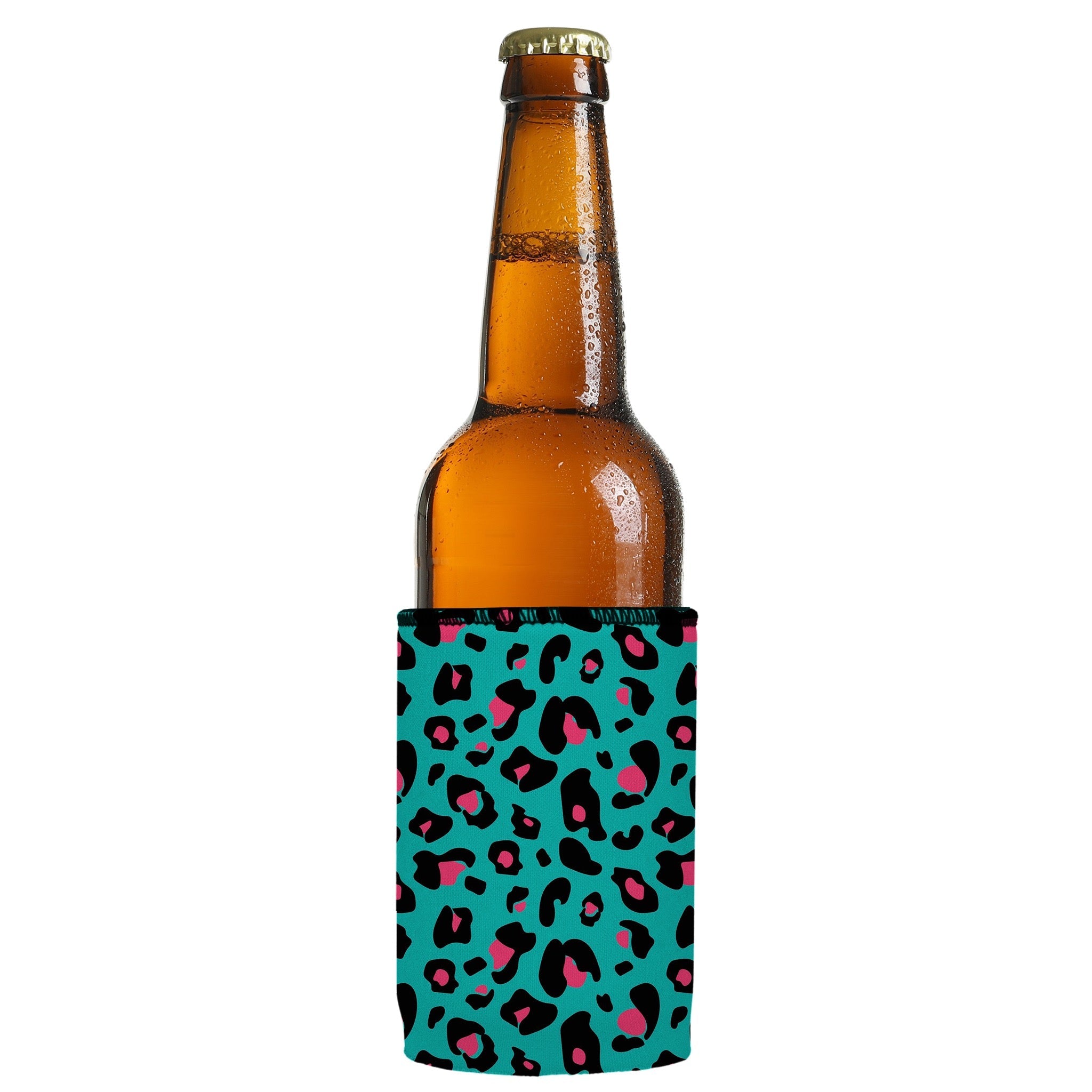 Stubbyz Teal Leopard Pattern Stubby Cooler 2-Pack