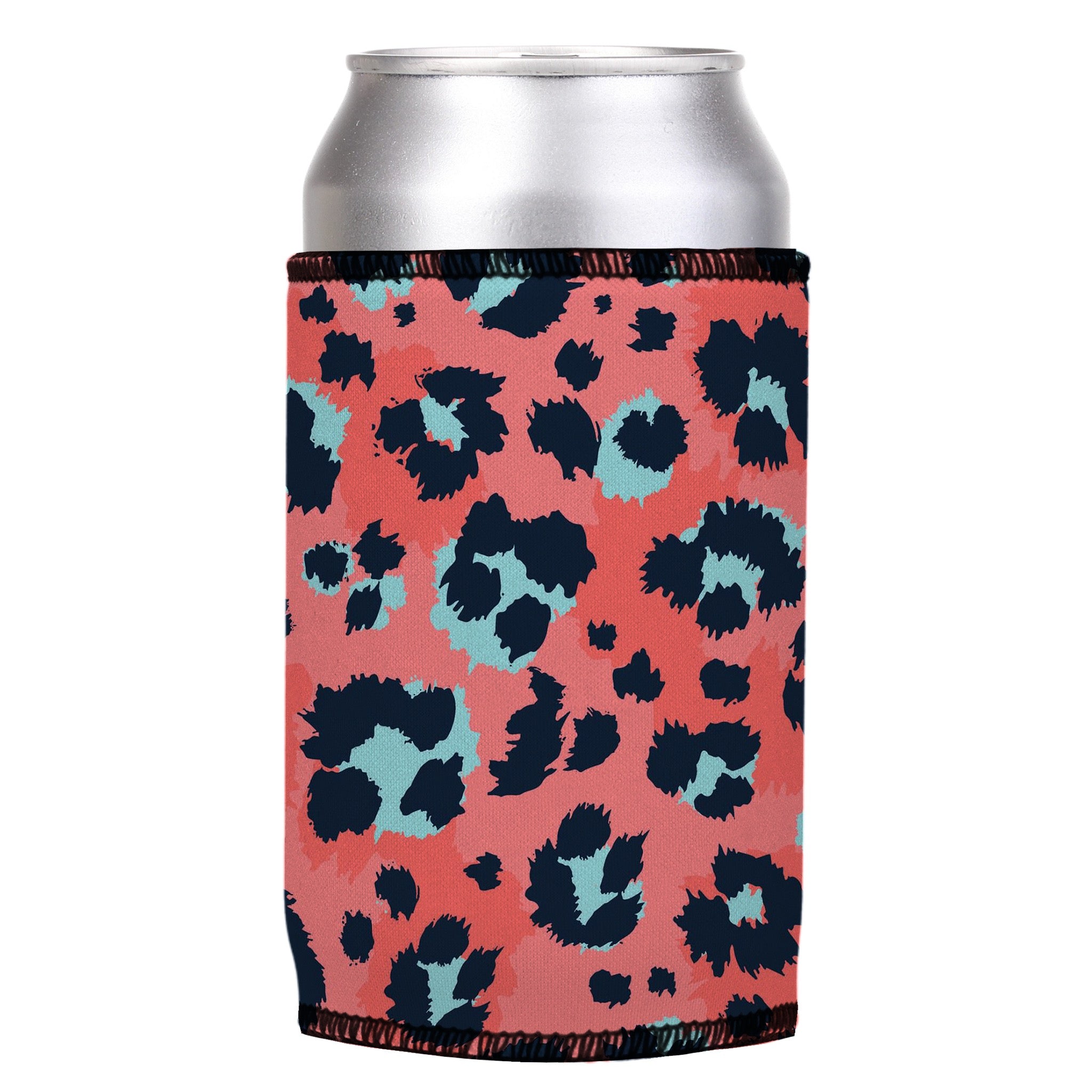Stubbyz Coral Leopard Print Stubby Cooler
