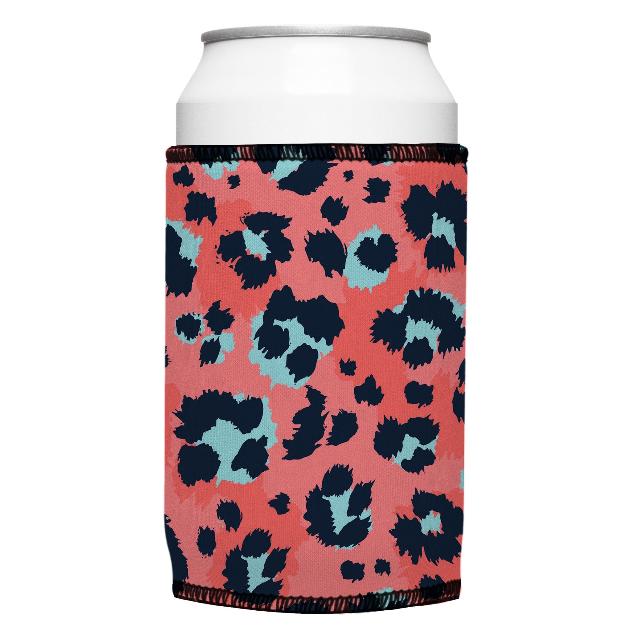 Stubbyz Coral Leopard Print Stubby Cooler