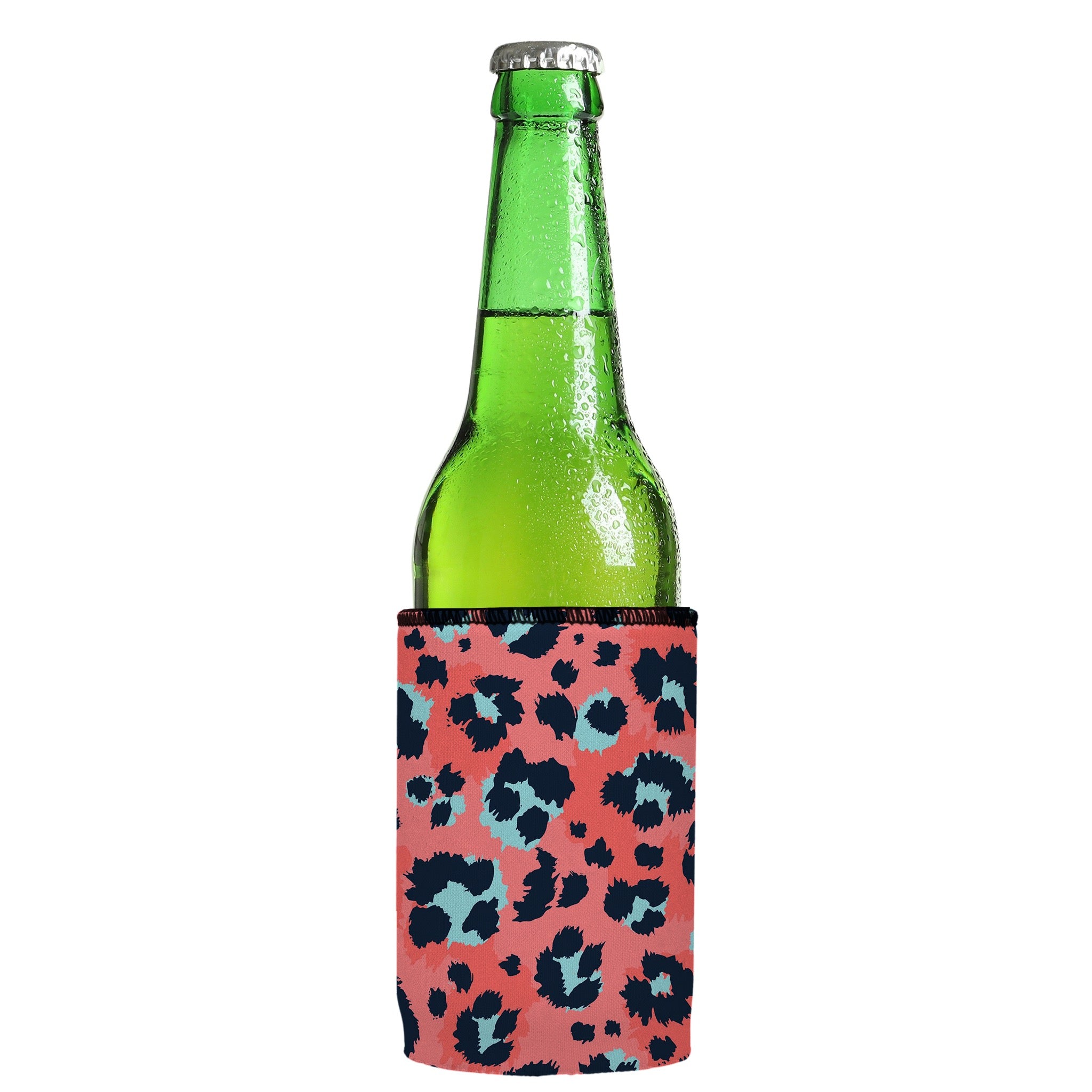 Stubbyz Coral Leopard Print Stubby Cooler