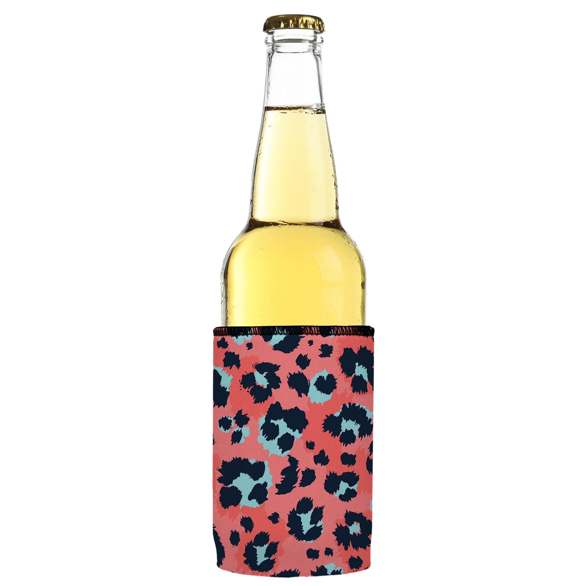 Stubbyz Coral Leopard Print Stubby Cooler