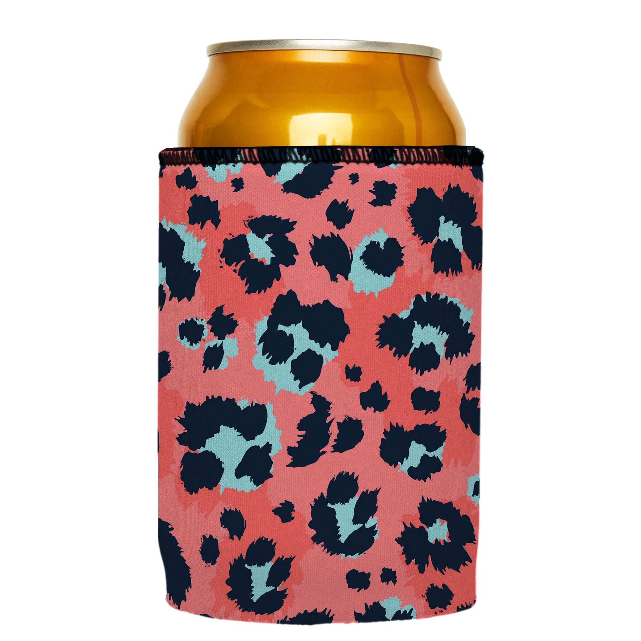 Stubbyz Coral Leopard Print Stubby Cooler