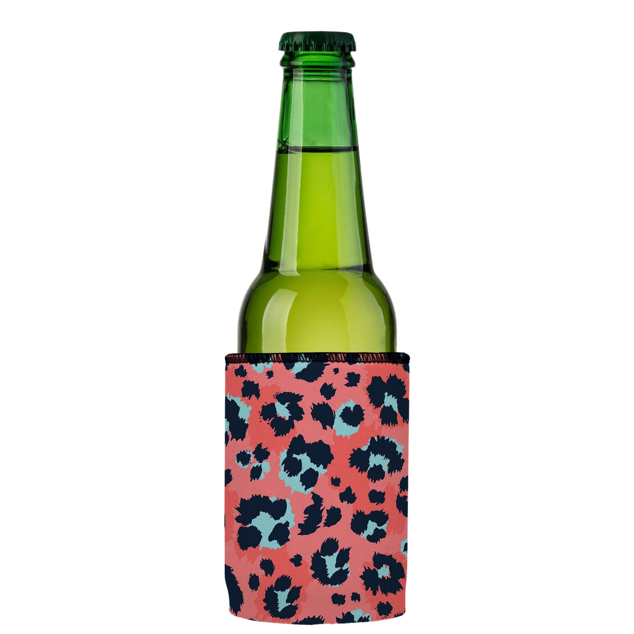 Stubbyz Coral Leopard Print Stubby Cooler