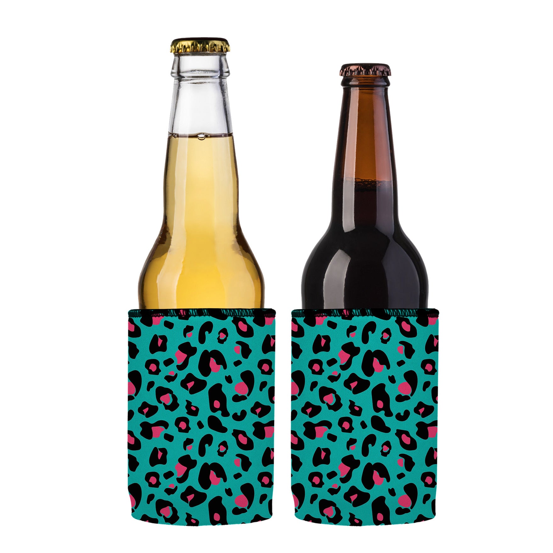 Stubbyz Teal Leopard Pattern Stubby Cooler 2-Pack