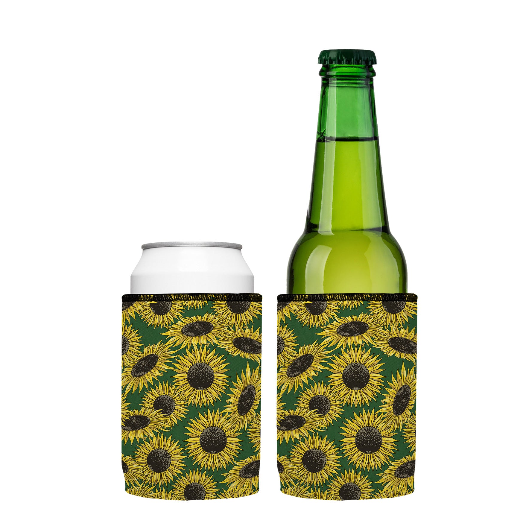Stubbyz Green Sunflowers Stubby Cooler 2-Pack