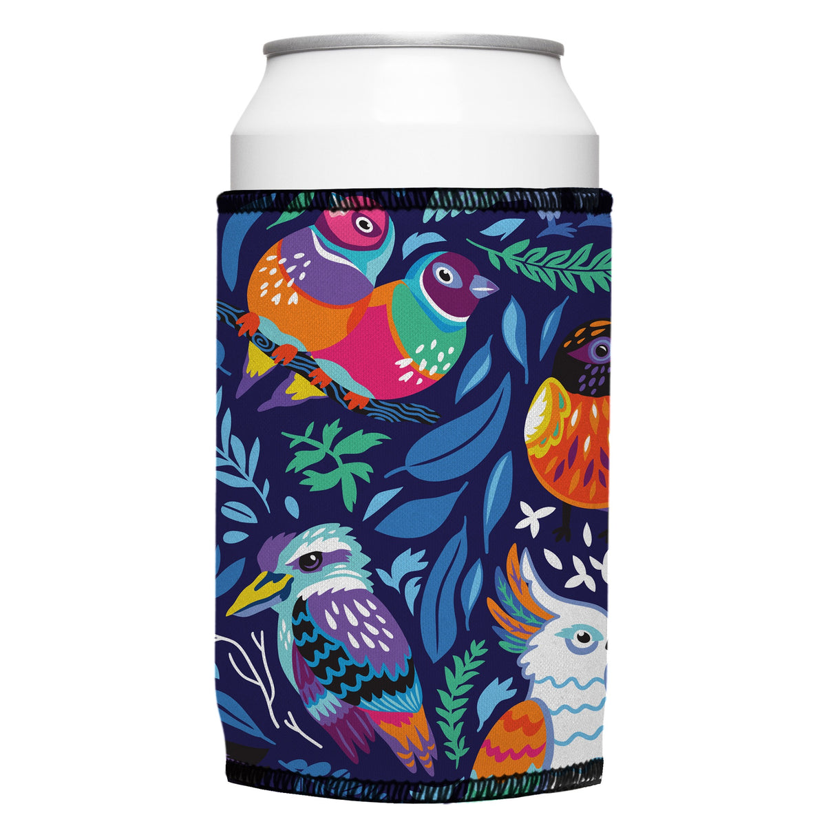 Aussie Birds IV Stubbyz One Size cooler on a standard bottle