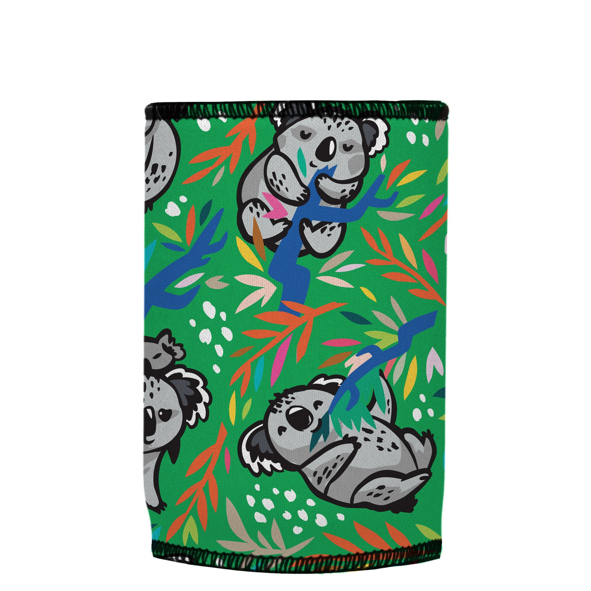 Nom Nom Koala Stubbyz One Size baseless stubby cooler, shown flat