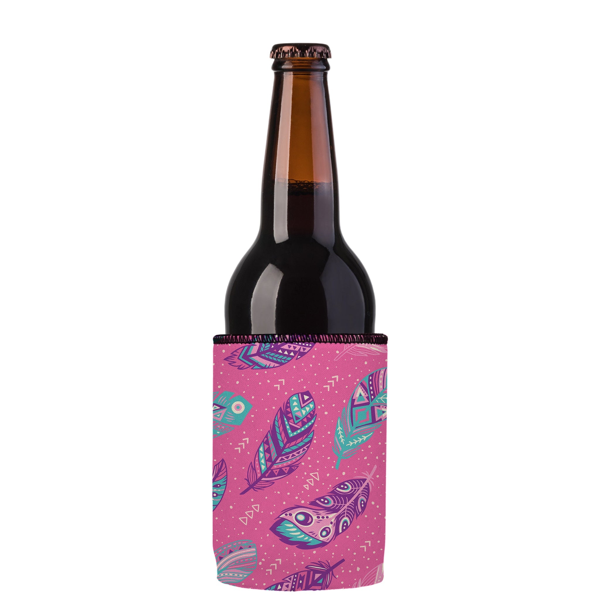Stubbyz Pink Boho Feathers Stubby Cooler 2-Pack