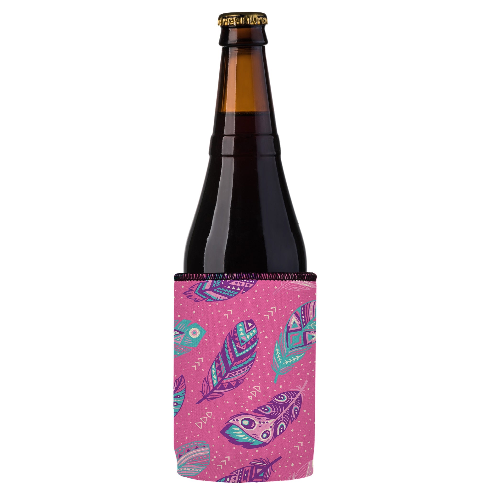 Stubbyz Pink Boho Feathers Stubby Cooler 2-Pack