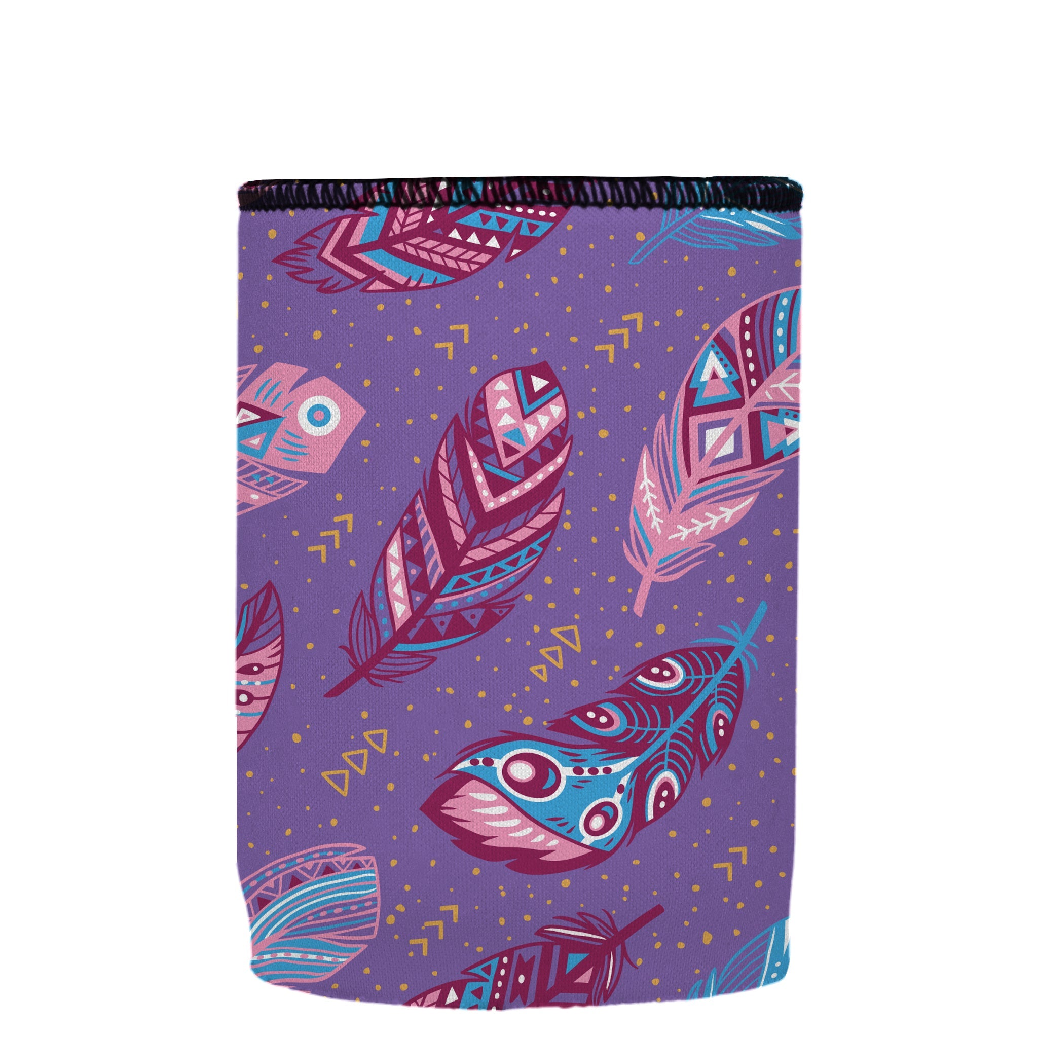 Stubbyz Purple Boho Feathers Stubby Cooler 2-Pack