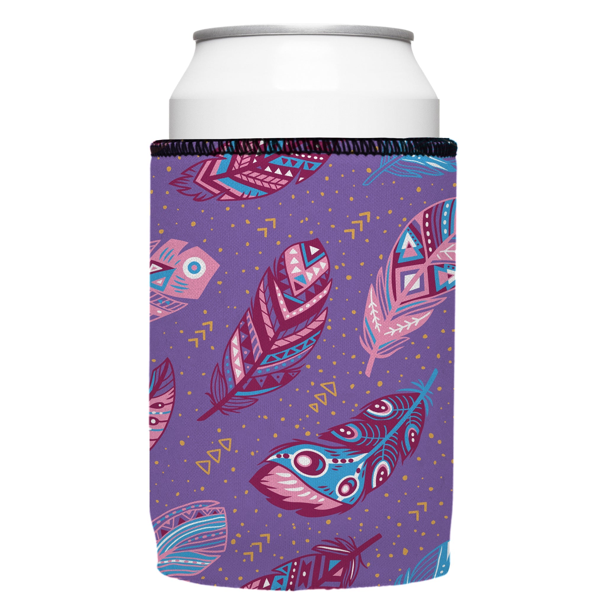 Stubbyz Purple Boho Feathers Stubby Cooler 2-Pack