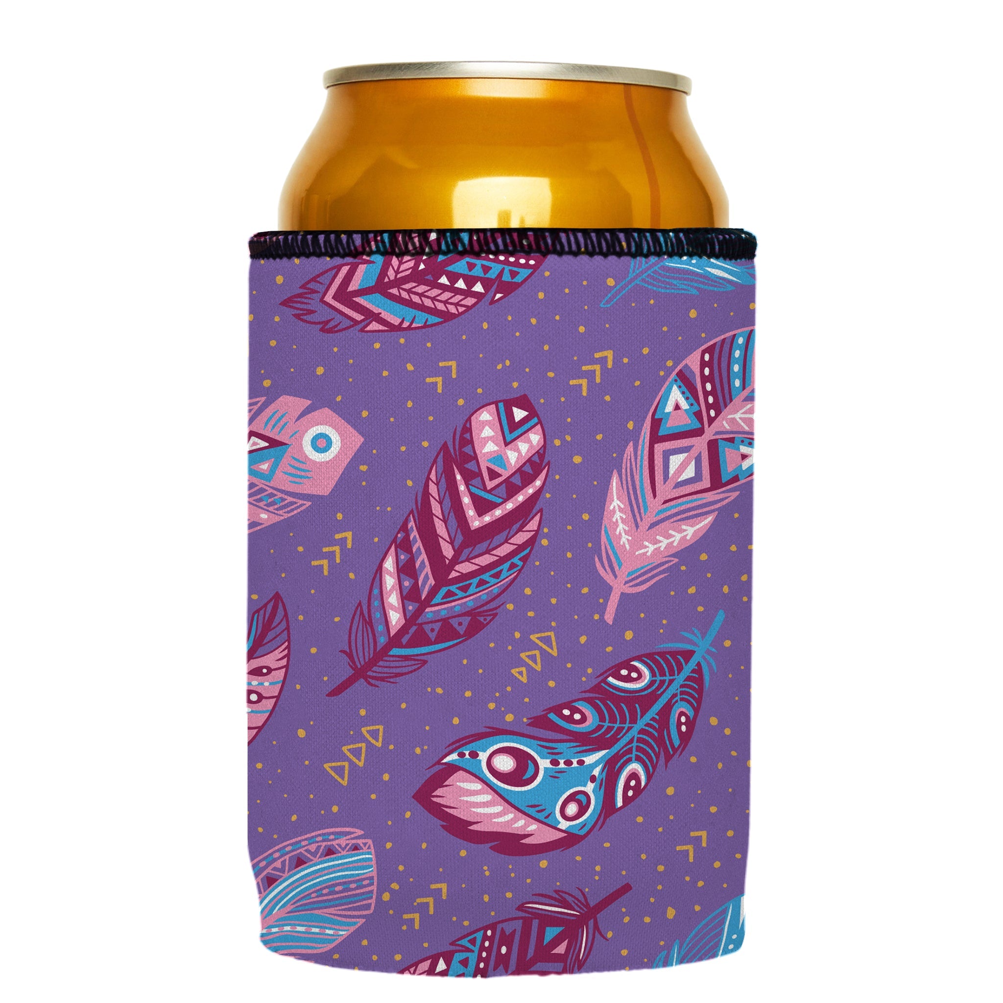 Stubbyz Purple Boho Feathers Stubby Cooler 2-Pack