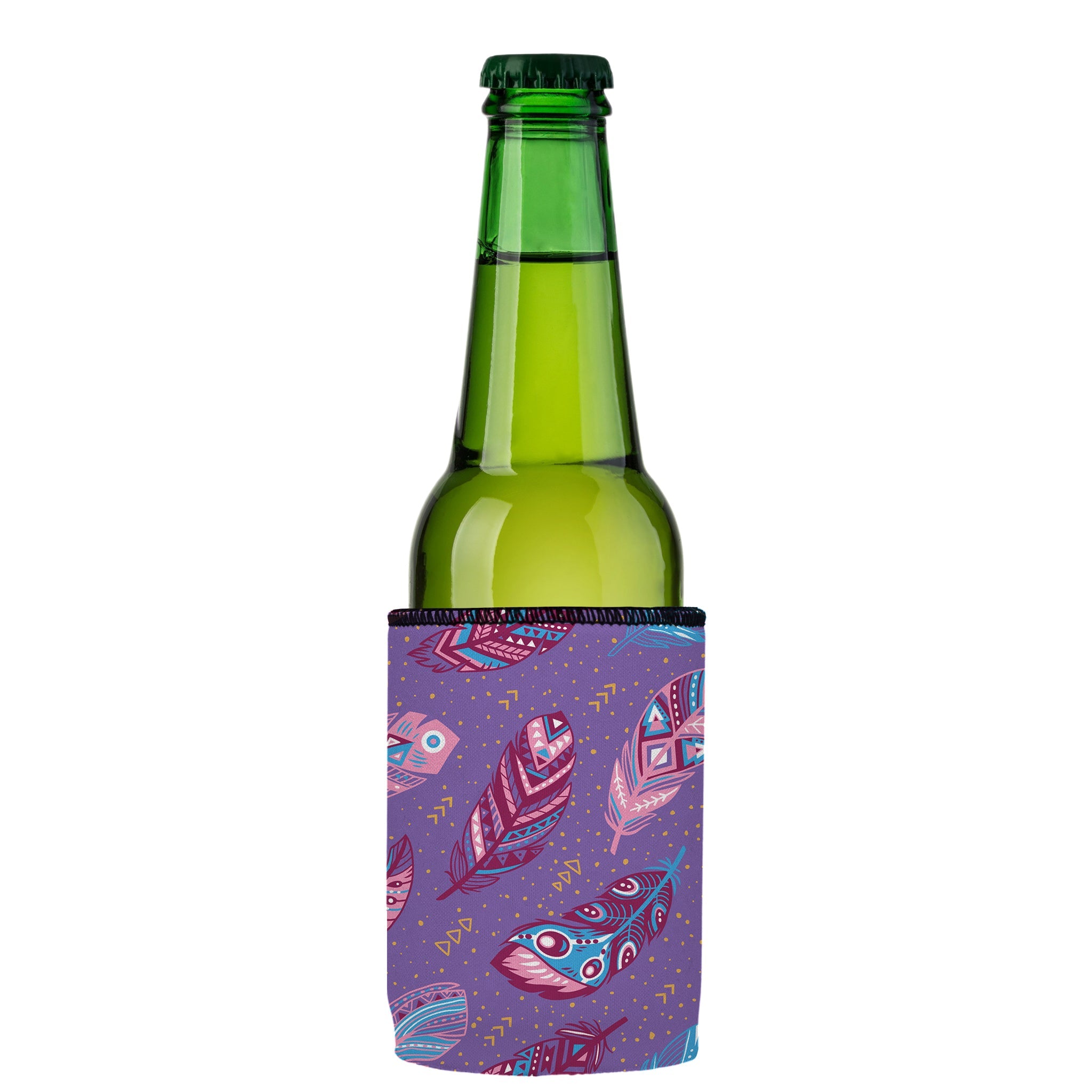 Stubbyz Purple Boho Feathers Stubby Cooler 2-Pack