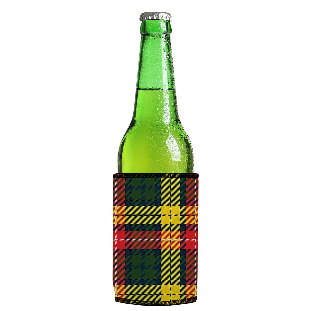 Tartan Print Stubbyz One Size cooler on a slim Euro-style bottle