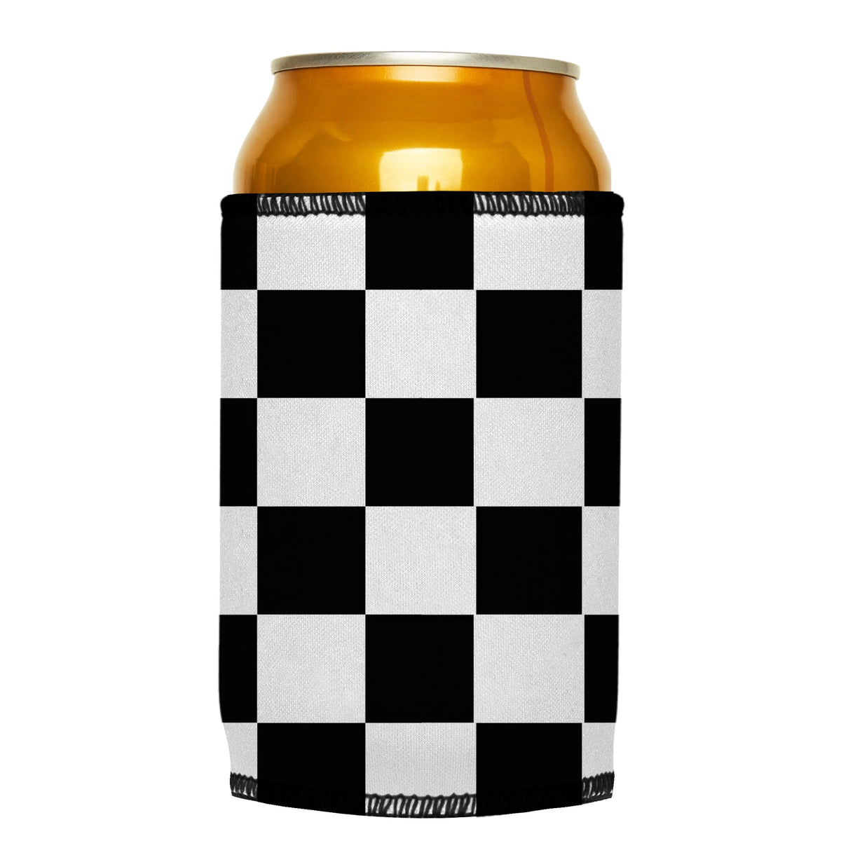 Large Checkerboard Stubbyz One Size cooler on a standard can