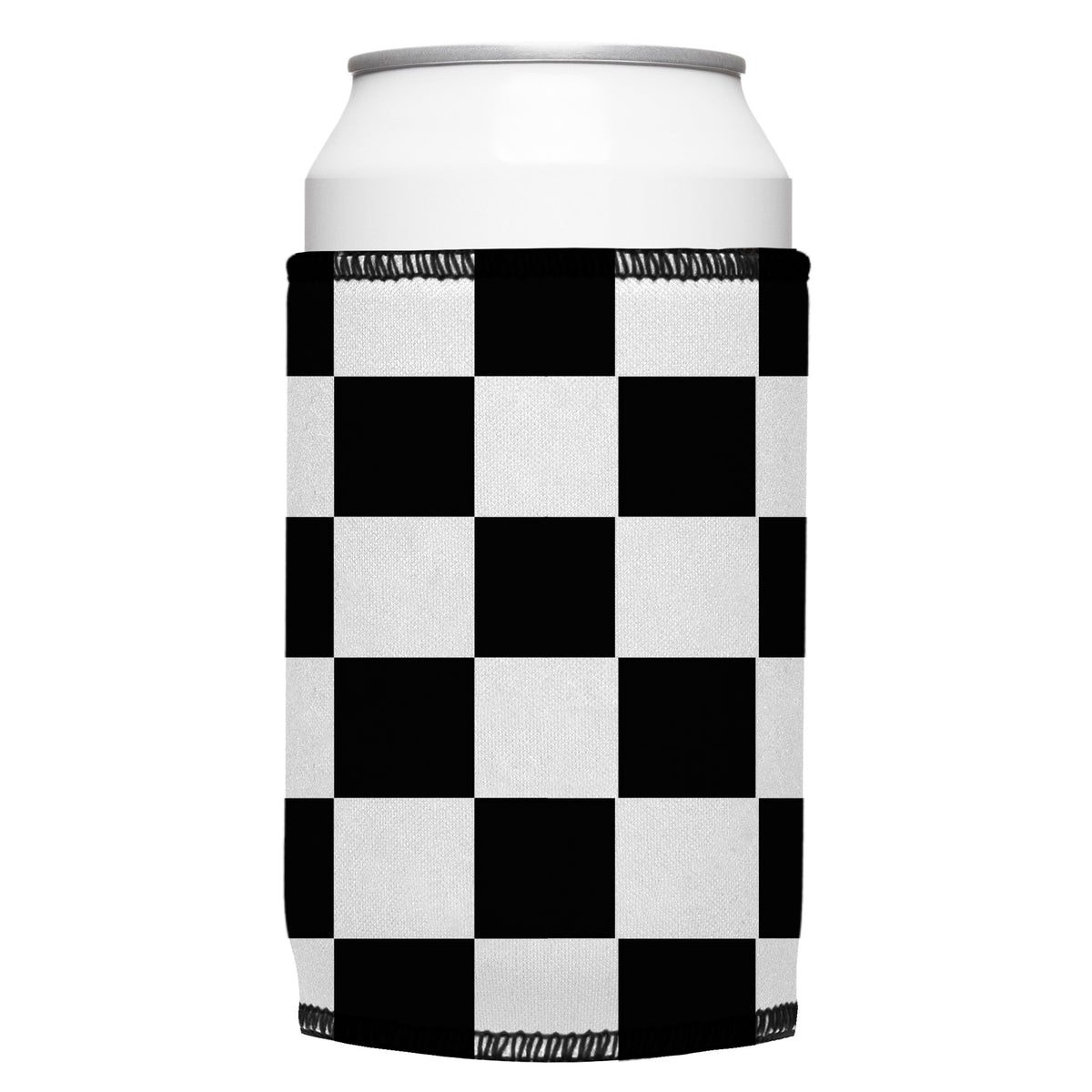 Large Checkerboard Stubbyz One Size cooler on a standard bottle