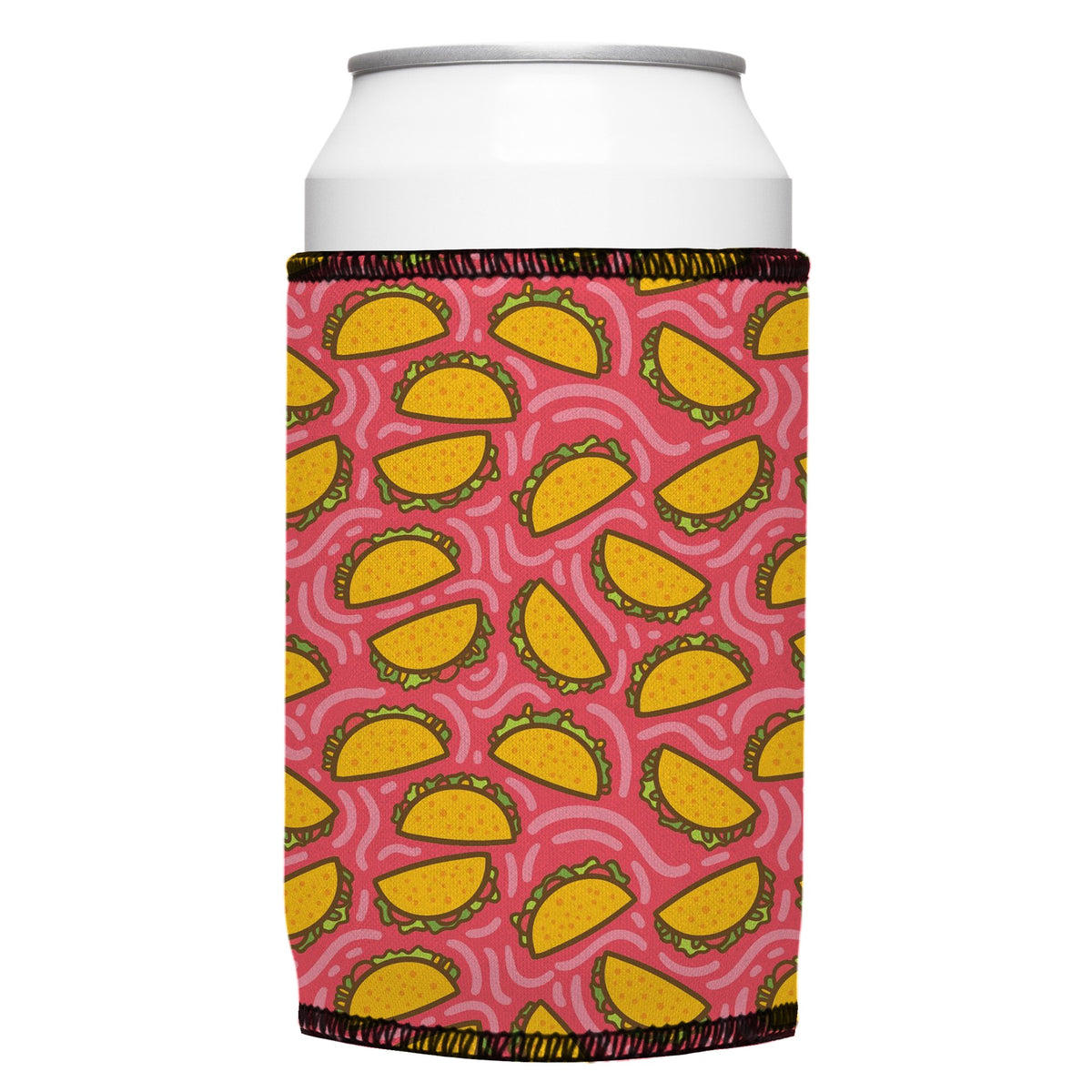 Raining Tacos Stubbyz One Size cooler on a standard bottle