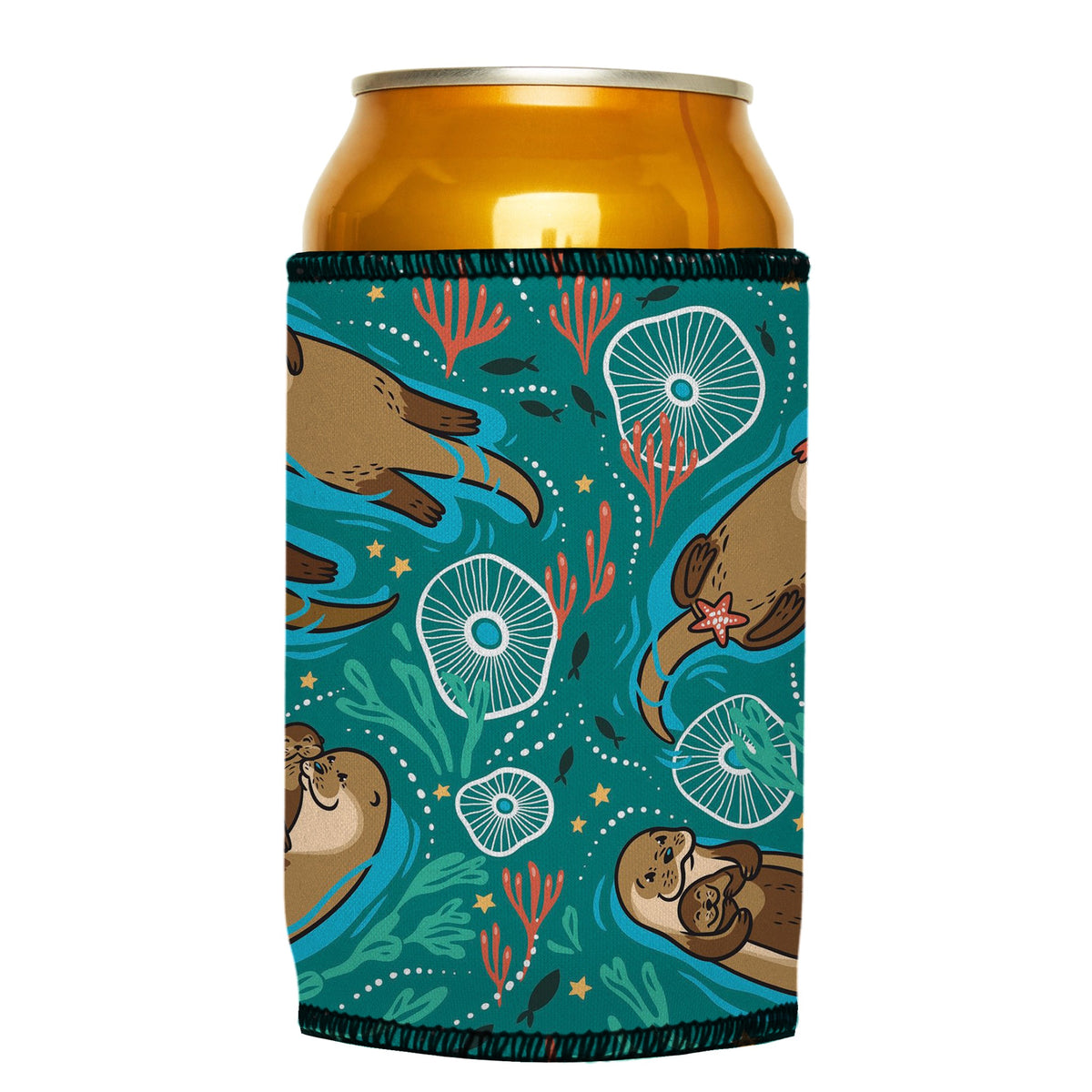 Sea Otters Chillin Stubbyz One Size cooler on a standard can