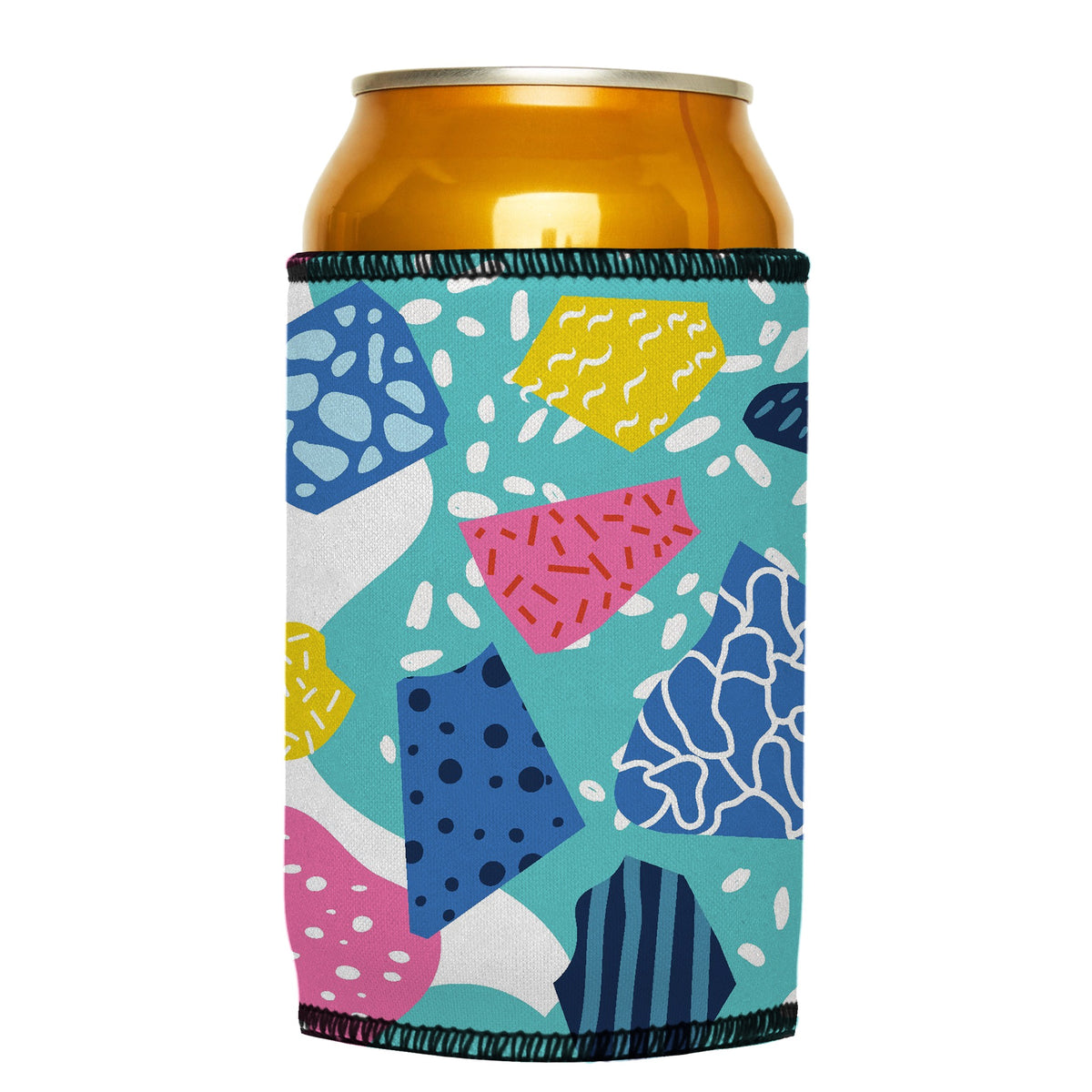 80s Abstract Stubbyz One Size cooler on a standard can