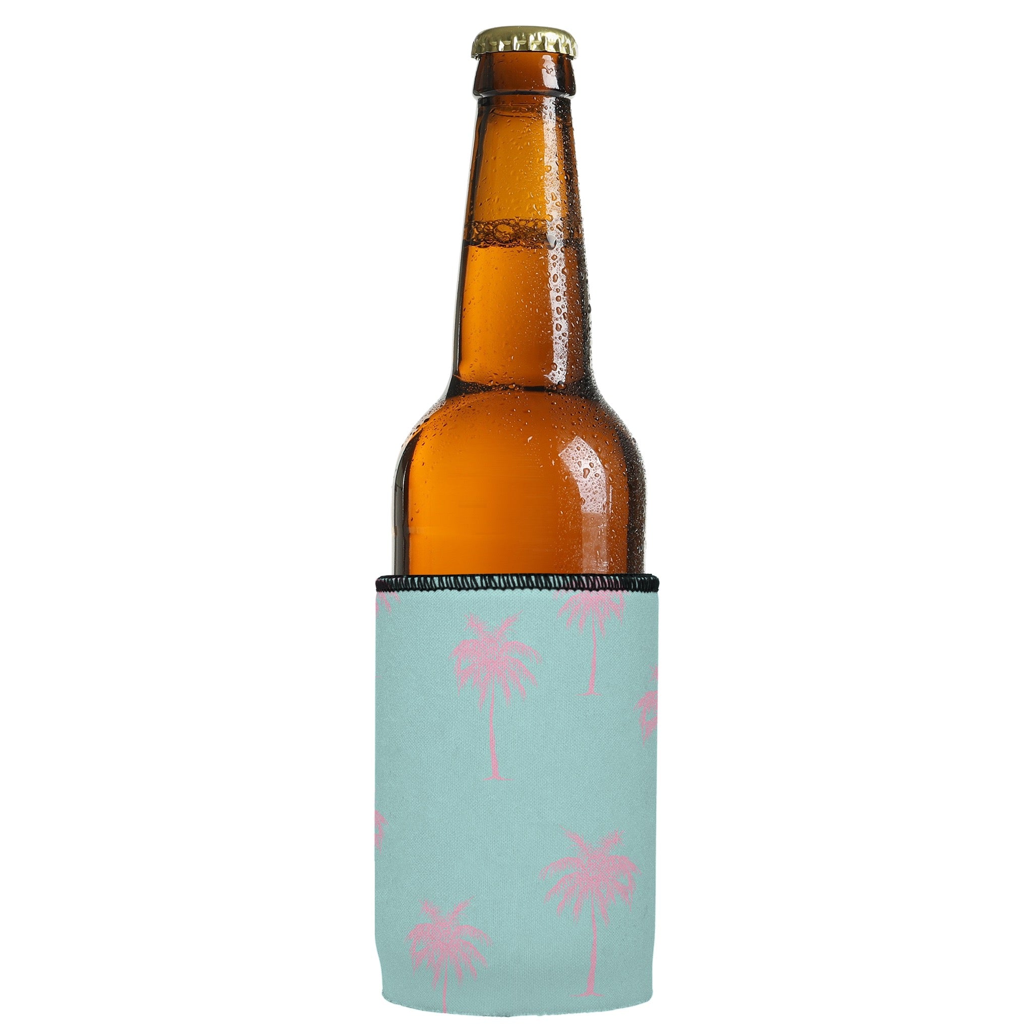Stubbyz Palm Trees Pink Aqua Stubby Cooler