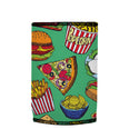 Burgers Junk Food Stubbyz One Size baseless stubby cooler, shown flat