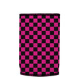 Pink Checkerboard Stubbyz One Size baseless stubby cooler, shown flat
