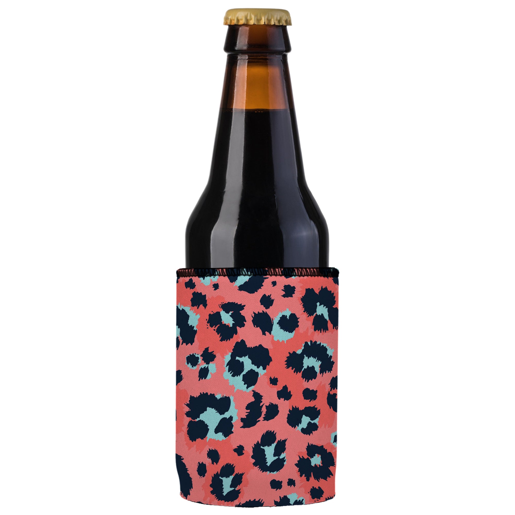 Stubbyz Coral Leopard Print Stubby Cooler 2-Pack