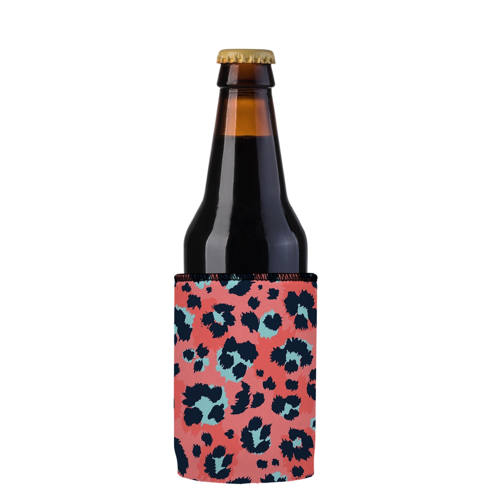 Stubbyz Coral Leopard Print Stubby Cooler 3-Pack