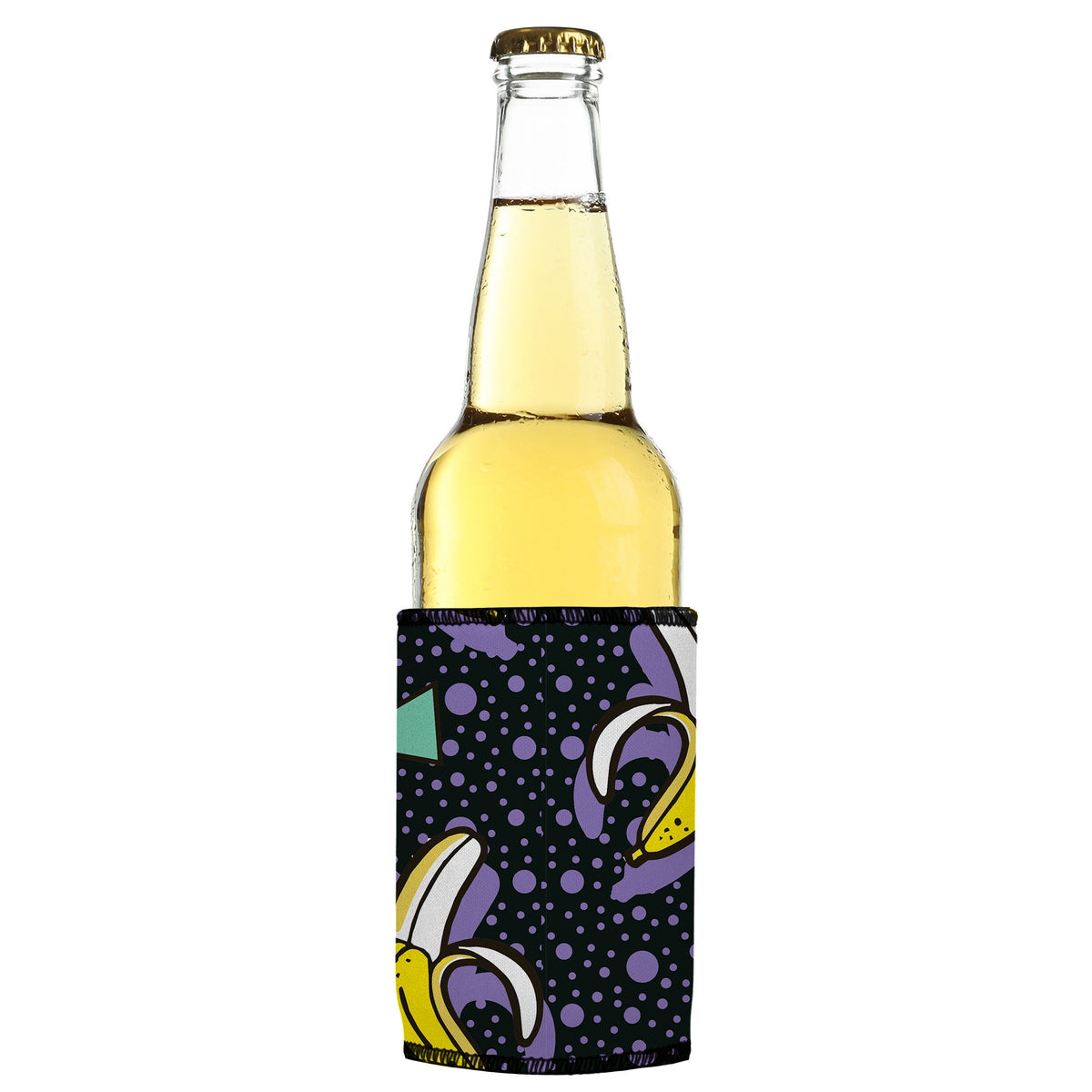 Go Bananas Stubbyz One Size cooler on a slim bottle, angled view