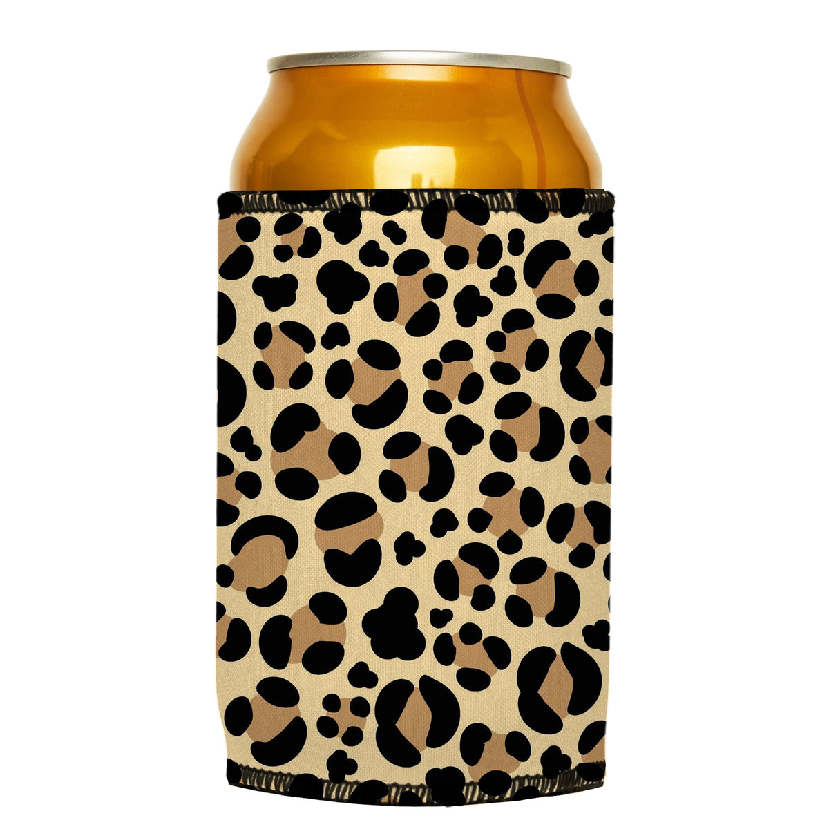 Leopard Print Stubbyz One Size cooler on a standard can