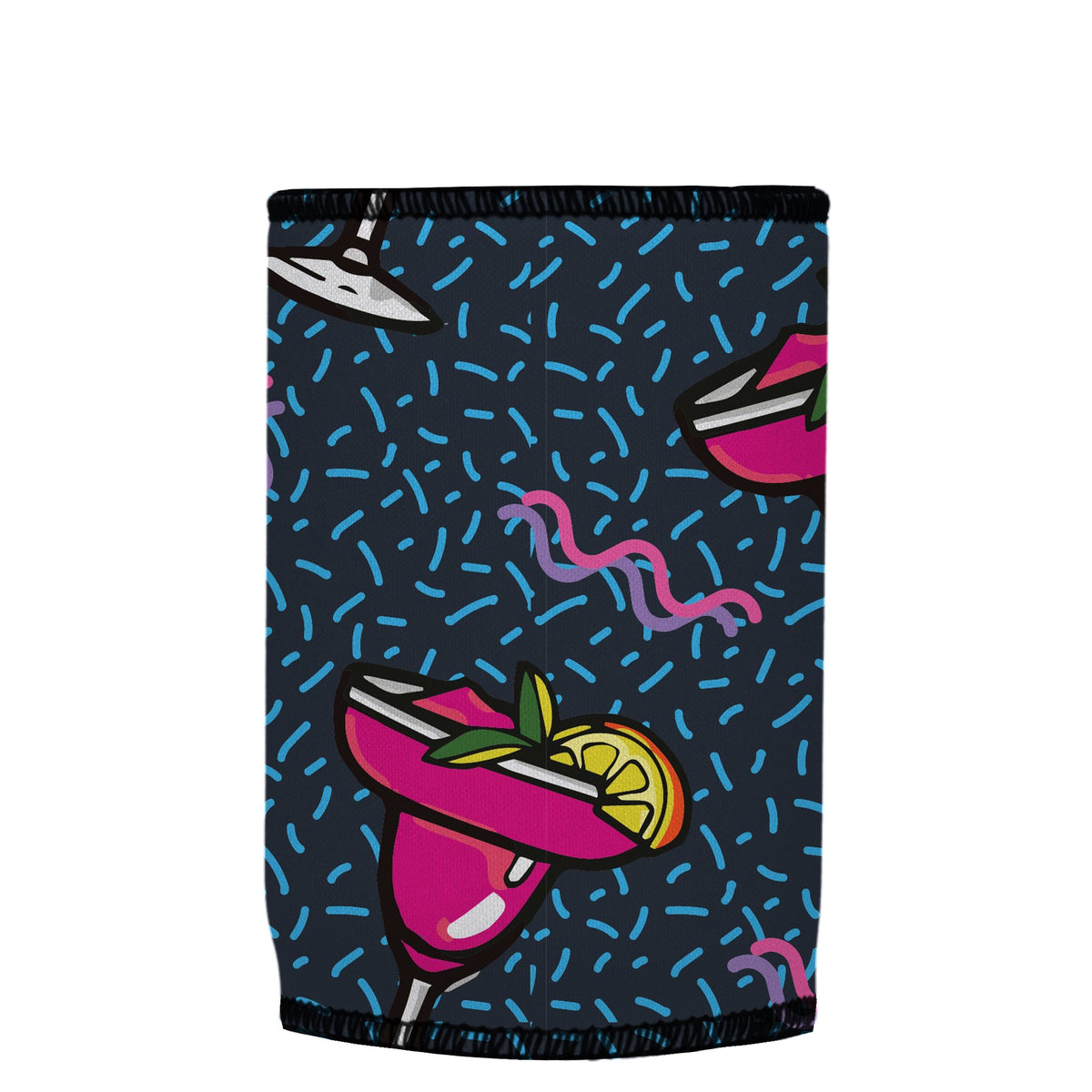 Pink Margaritas Stubbyz One Size baseless stubby cooler, shown flat