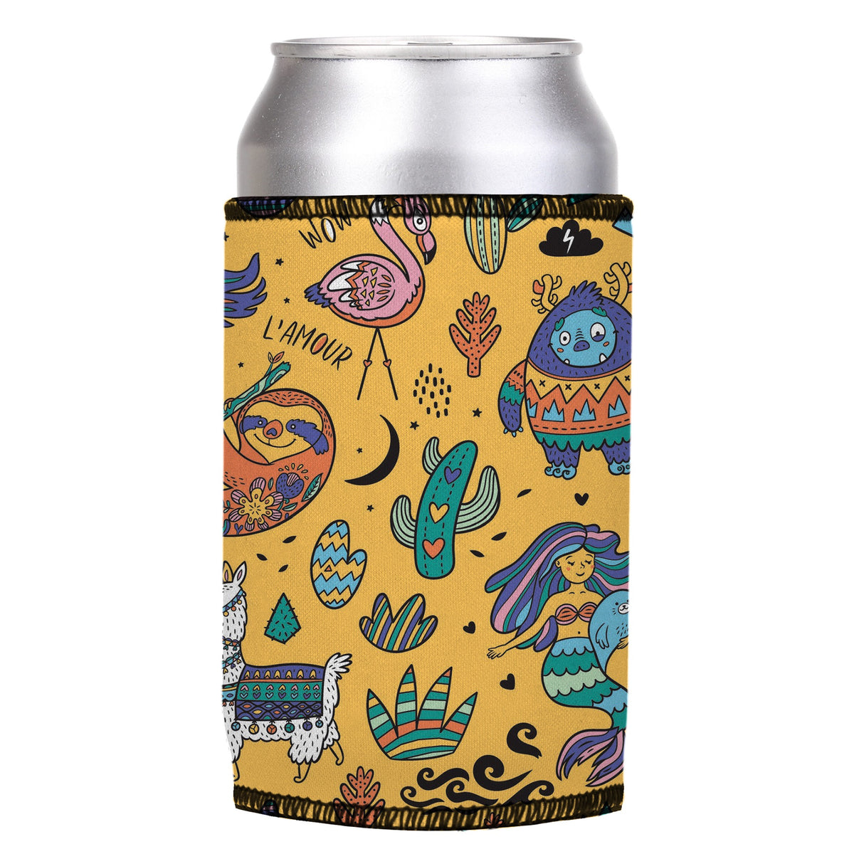 Kids Fantasy Stubbyz One Size cooler on a standard can, angled view