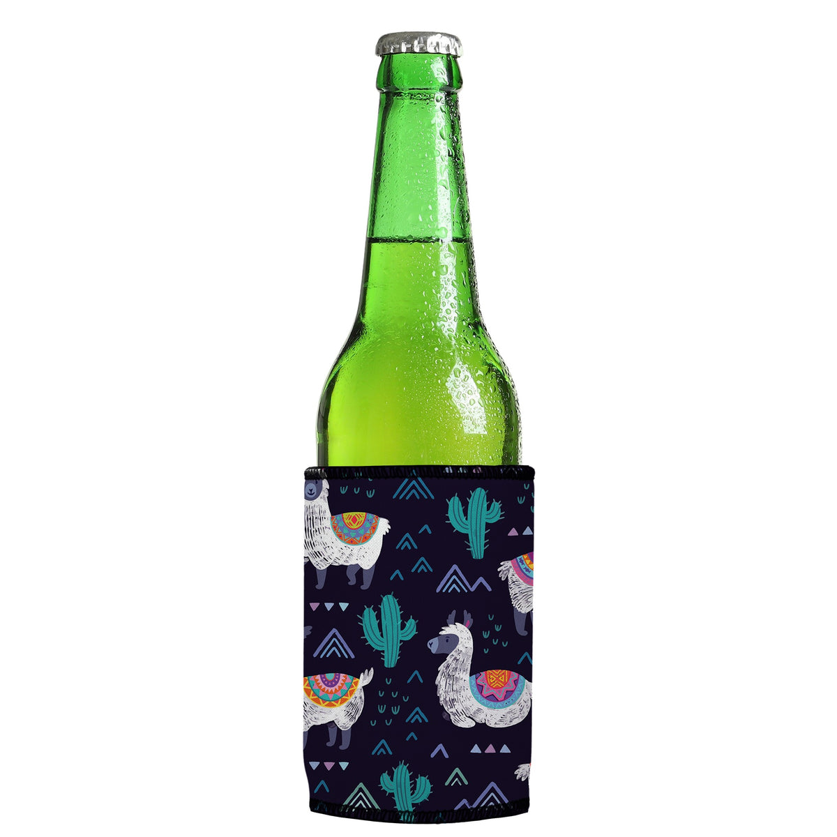 Alpaca & Llamas Stubbyz One Size cooler on a slim Euro-style bottle