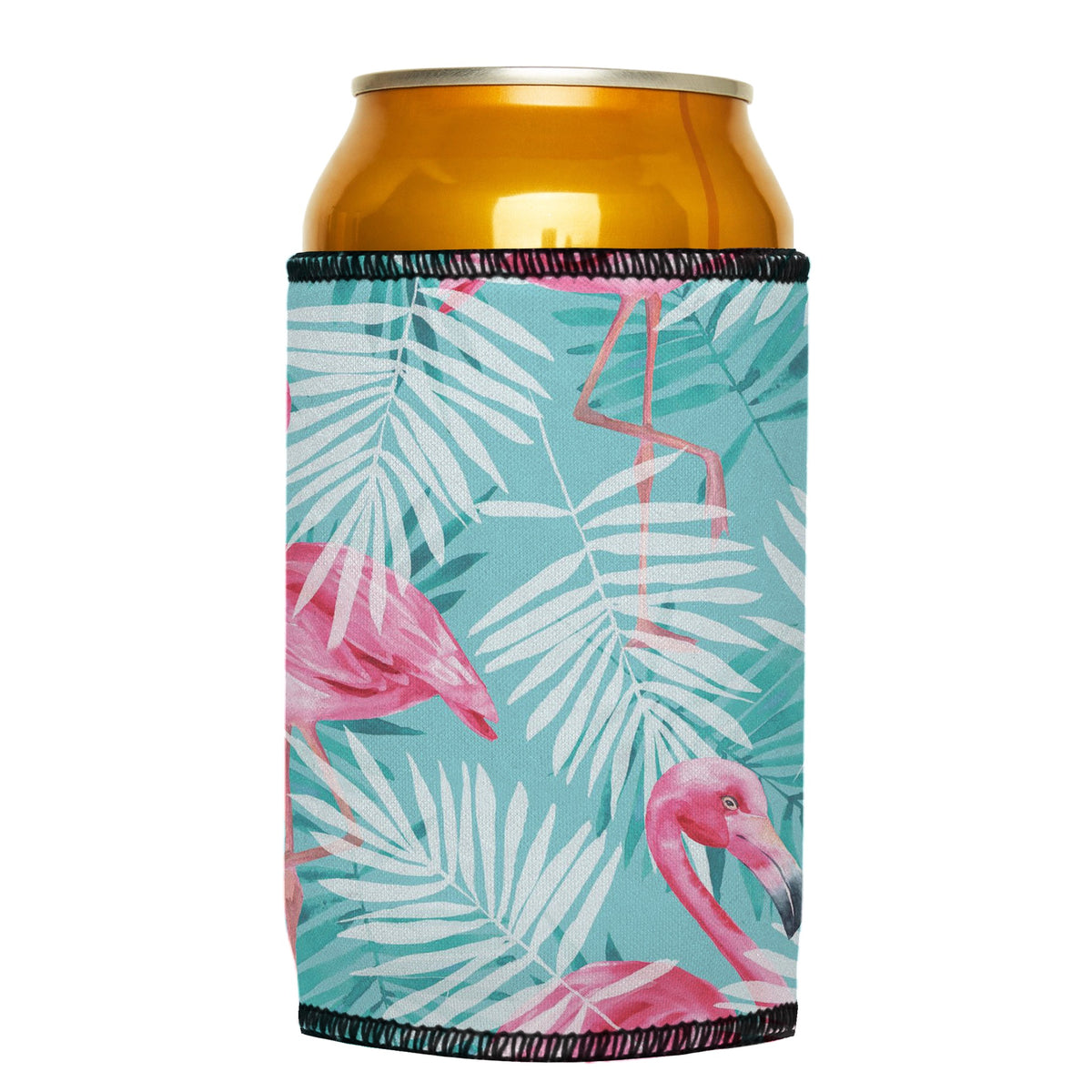 Pink Flamingos Stubbyz One Size cooler on a standard can