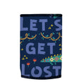 Lets Get Lost in the Wild Stubbyz One Size baseless stubby cooler, shown flat