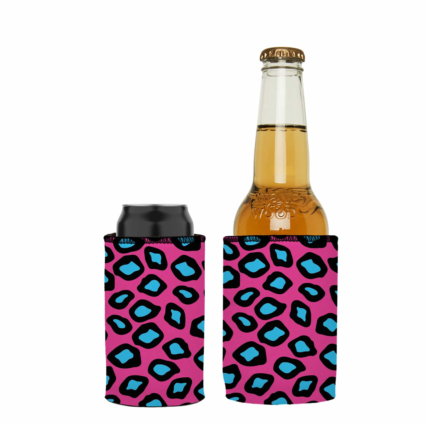 Stubbyz Pink Leopard Print Stubby Cooler 2-Pack