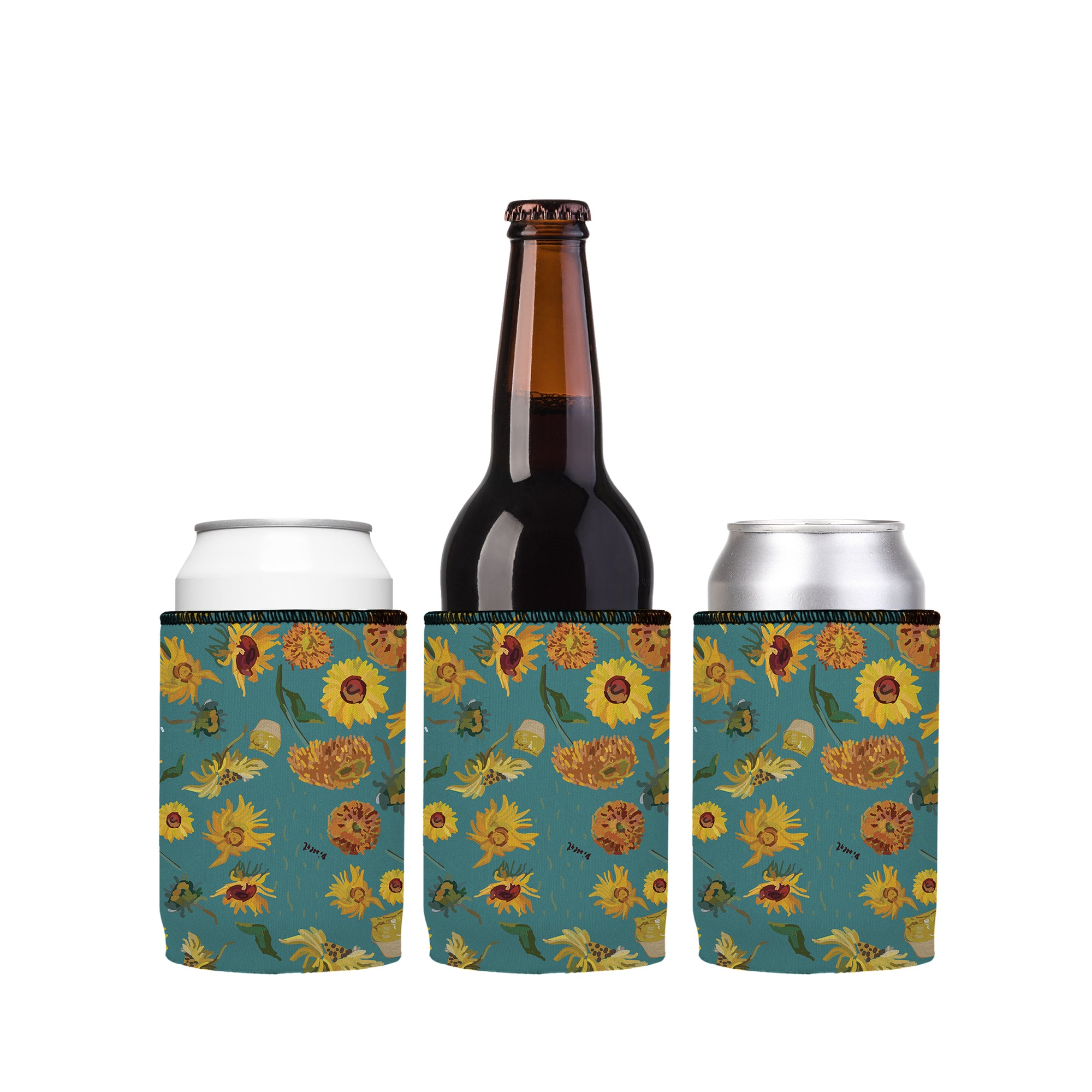 Stubbyz Blue Sunflowers Stubby Cooler 3-Pack