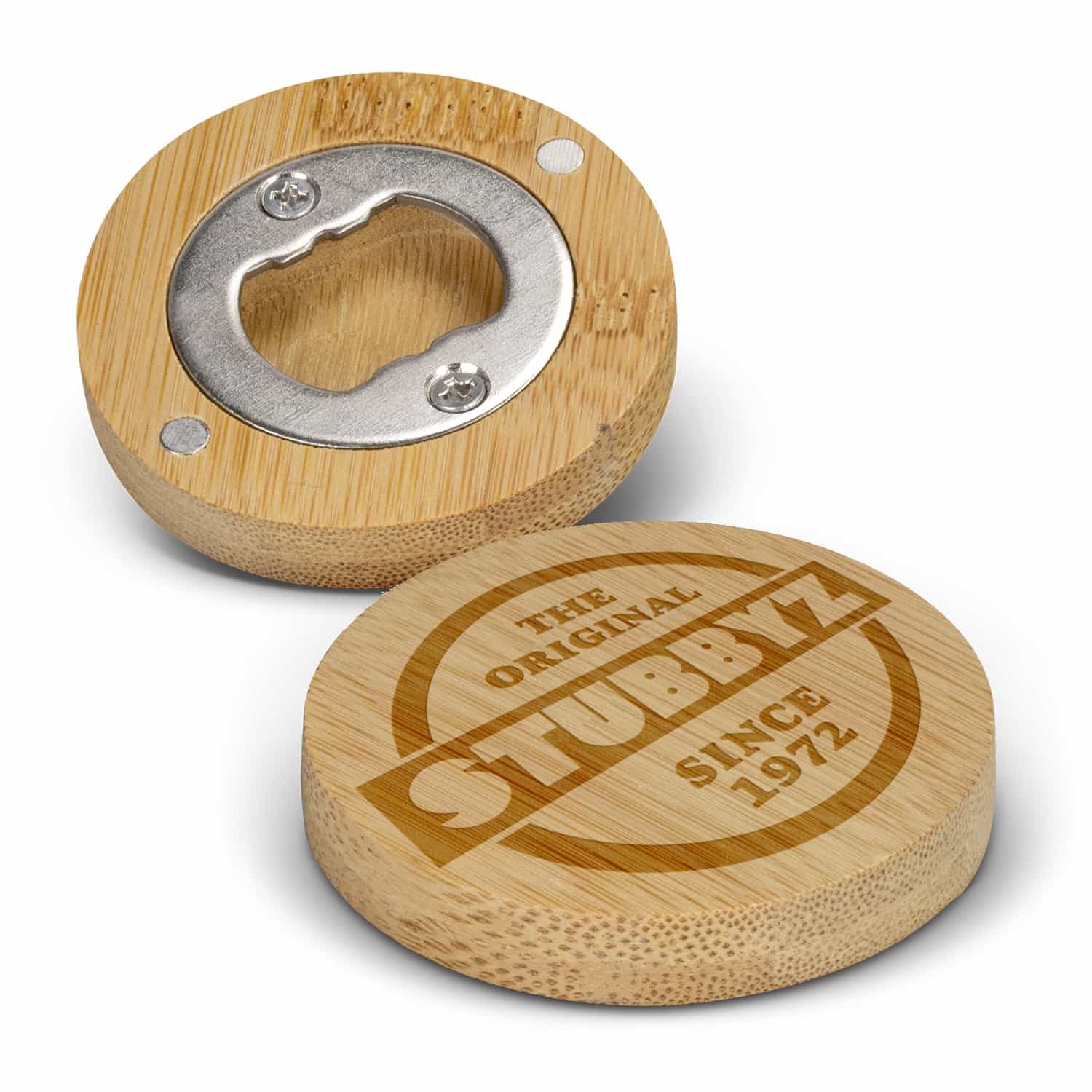 Stubbyz Round Bamboo Bottle Opener