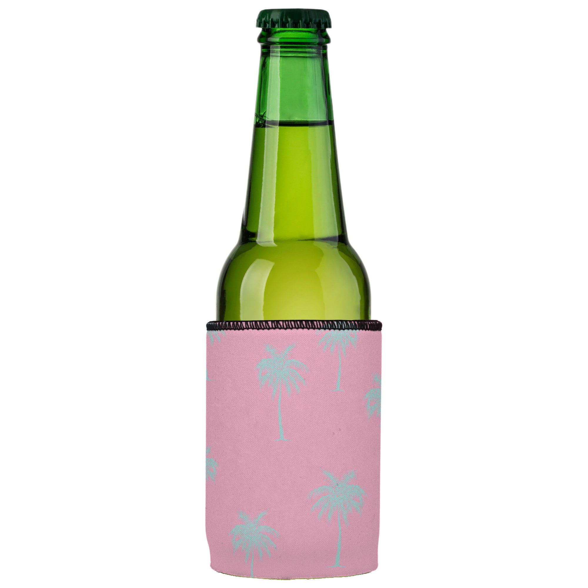 Stubbyz Palm Trees Aqua Pink Stubby Cooler