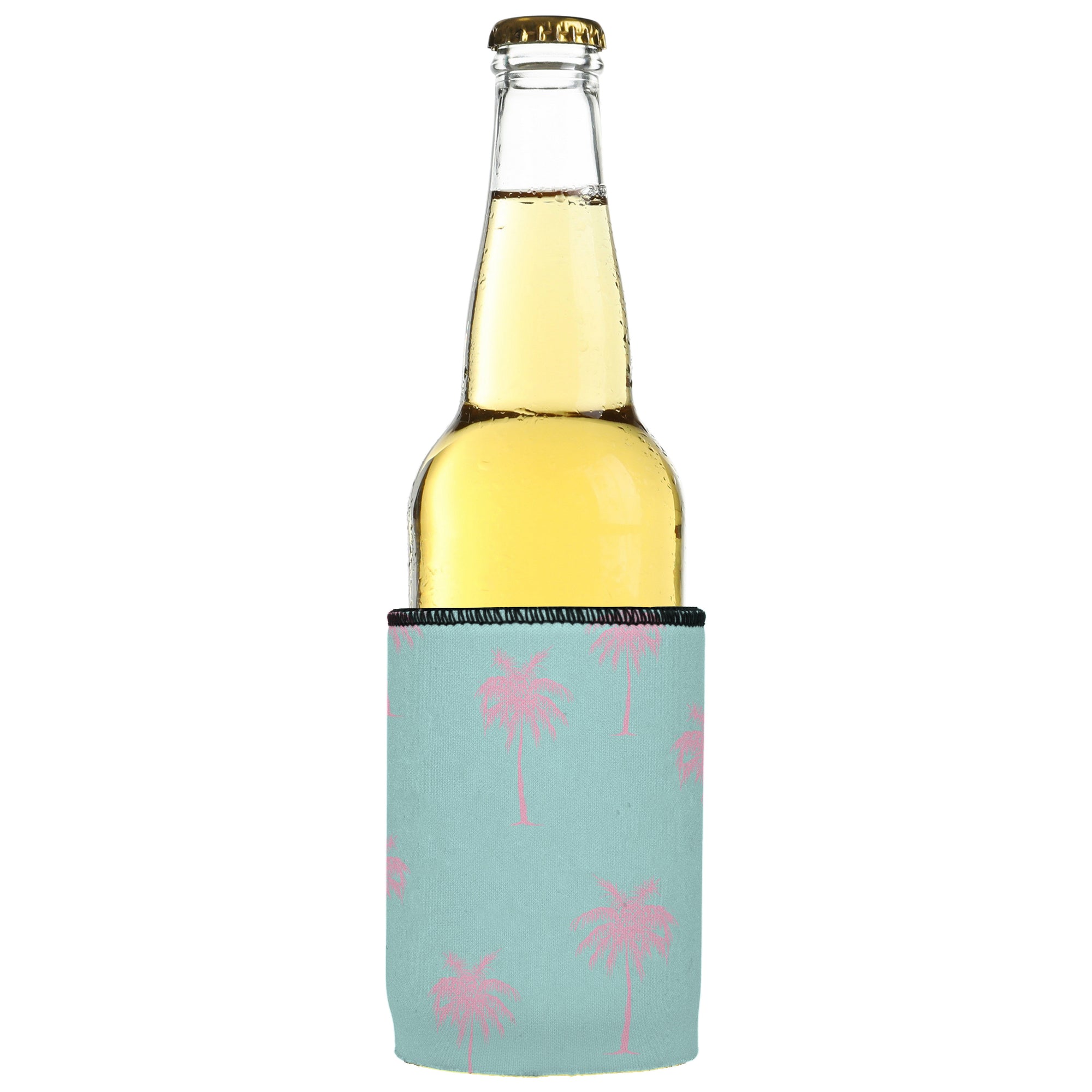 Stubbyz Palm Trees Pink Aqua Stubby Cooler