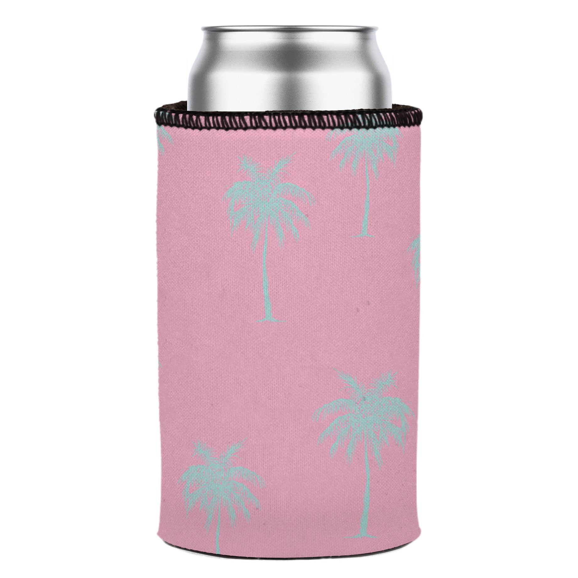 Stubbyz Palm Trees Aqua Pink Stubby Cooler