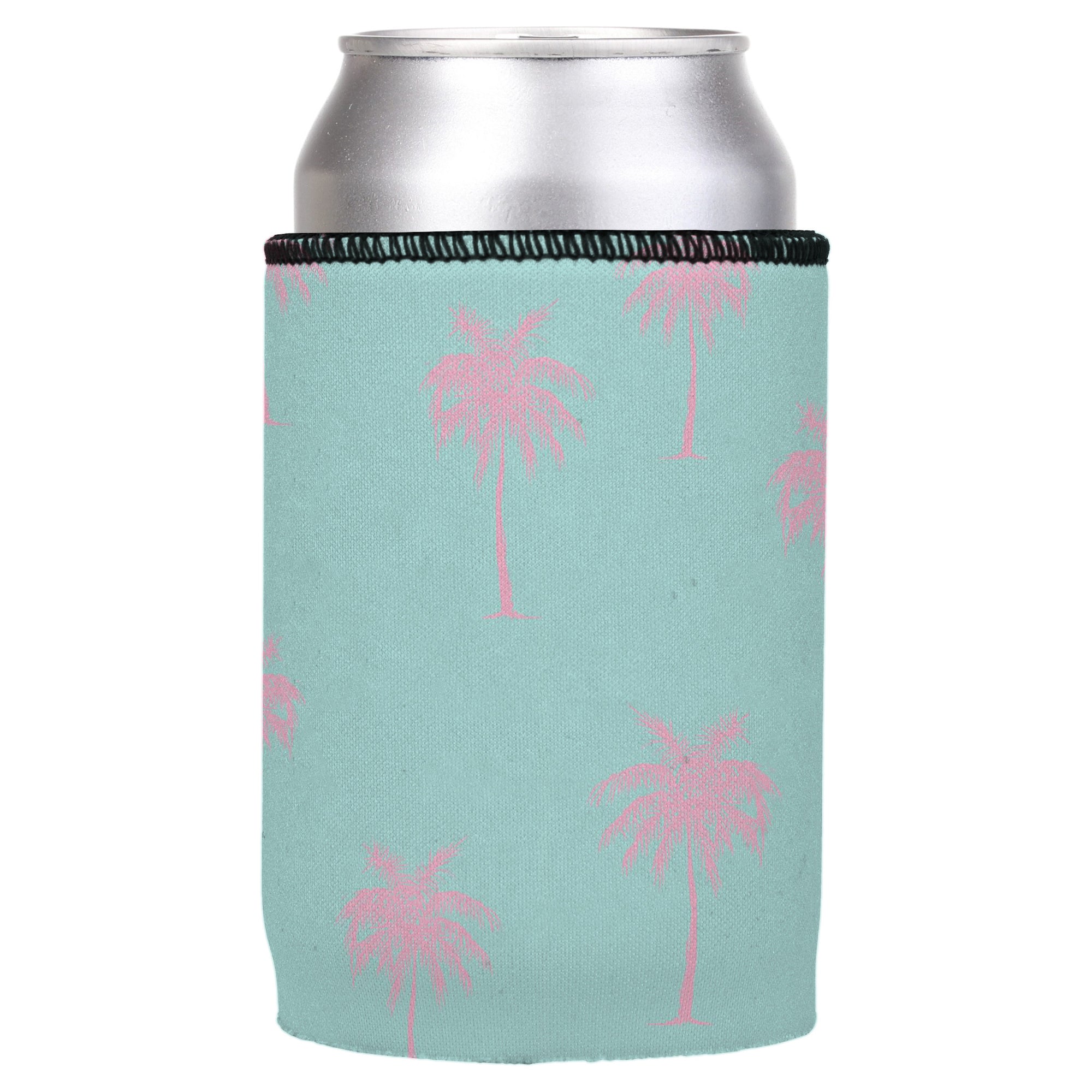 Stubbyz Palm Trees Pink Aqua Stubby Cooler