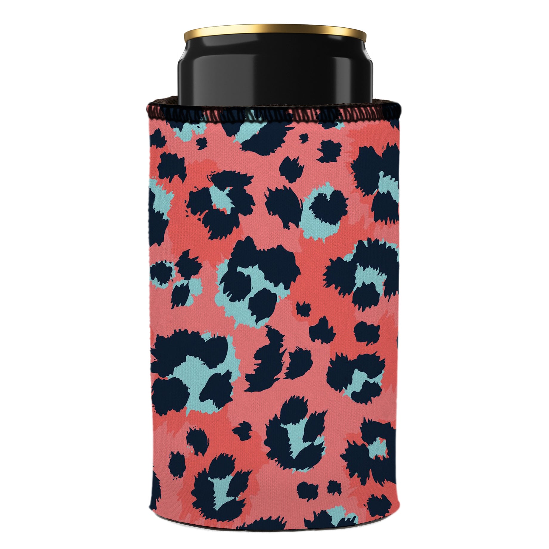 Stubbyz Coral Leopard Print Stubby Cooler